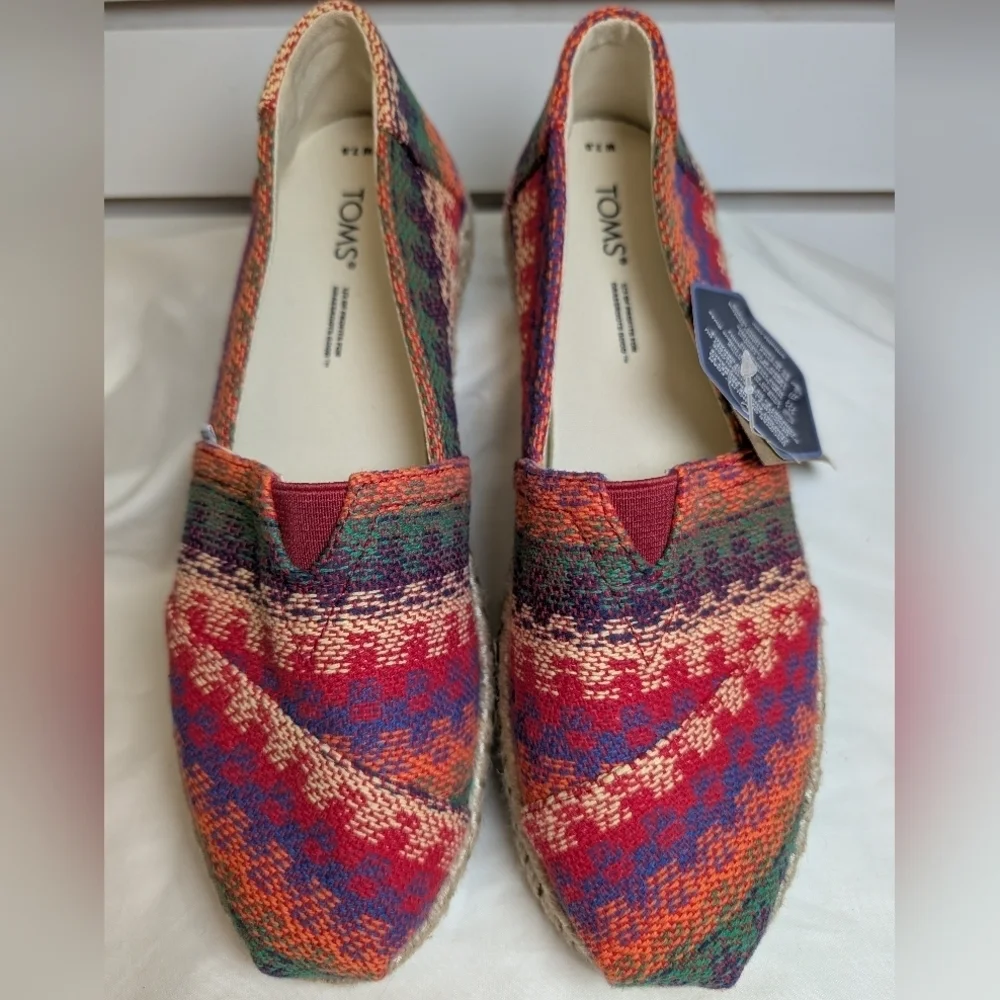 TOMS Women's 7 1/2, Alpargata Rope Multi Global Espadrille Slip-On NWT